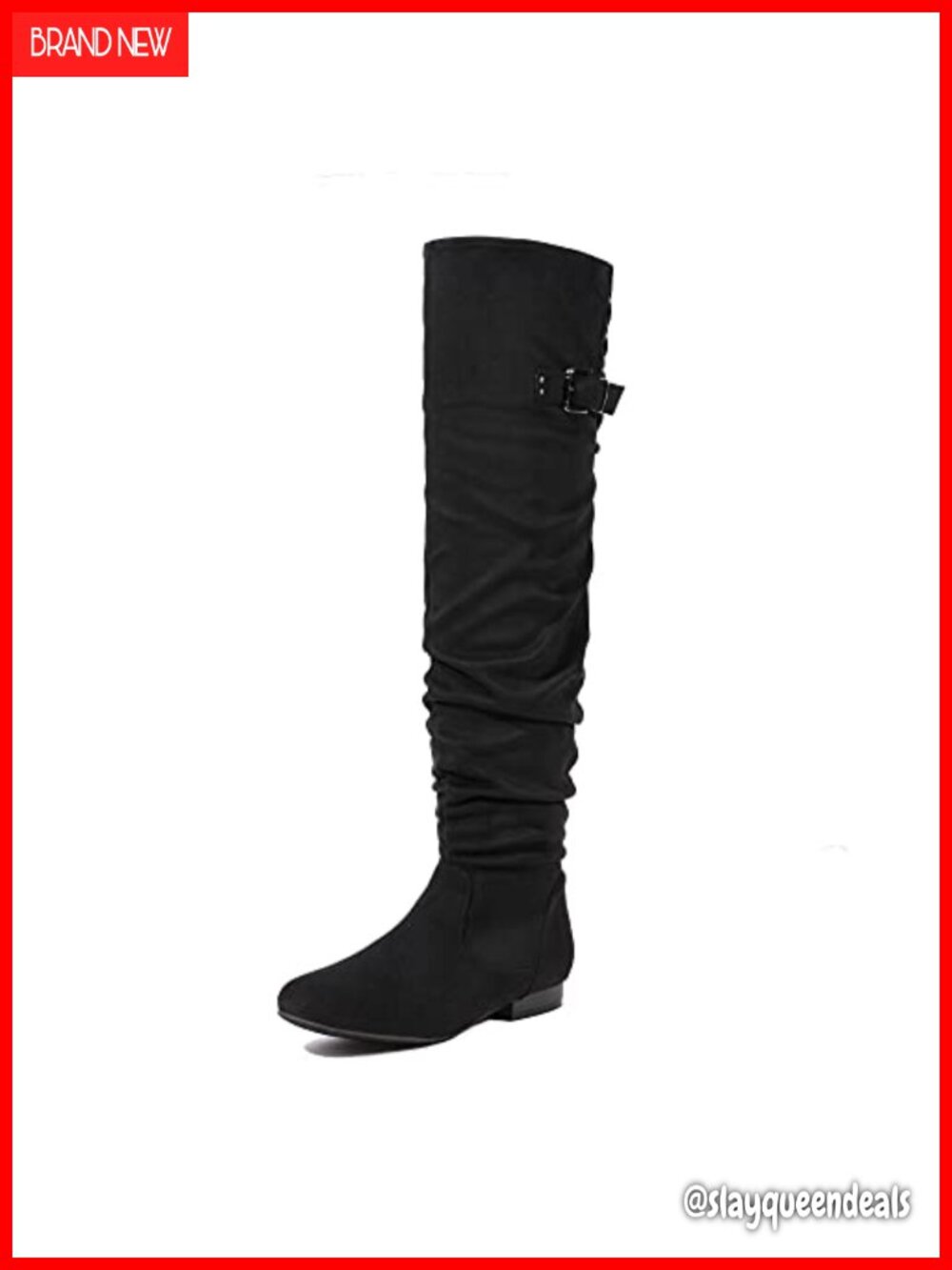 Over The Knee Flats Slouch Thigh Boots Faux Suede Faux Fur Lined